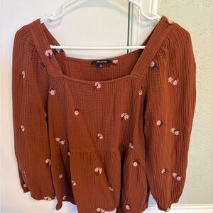 Madewell Rust Floral Blouse